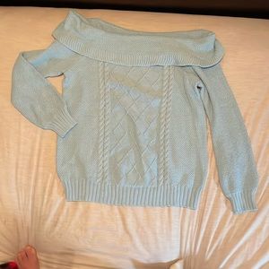 LANE BRYANT ooff the Shoulder Cable Knit Sweater in Sky Blue - Sz 14/16 - NWT